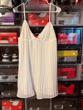 Women's White Lace-Top Babydoll Dress
